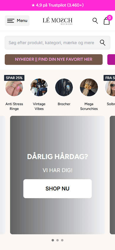 LÉ MOSCH forside på mobil