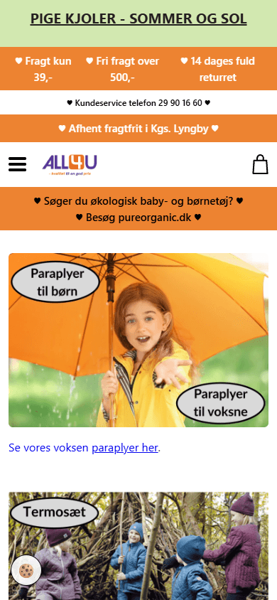 All4U forside på mobil