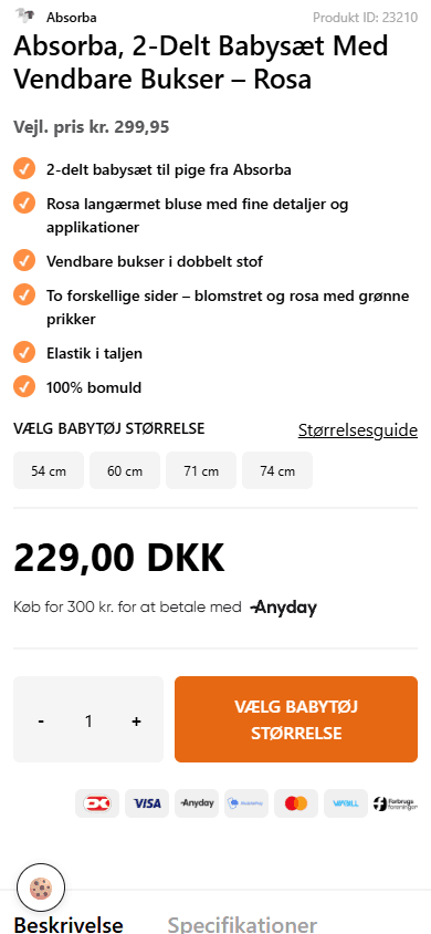 All4U produktside på mobil