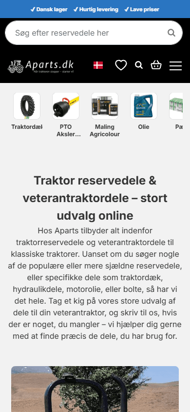 Aparts forside på mobil