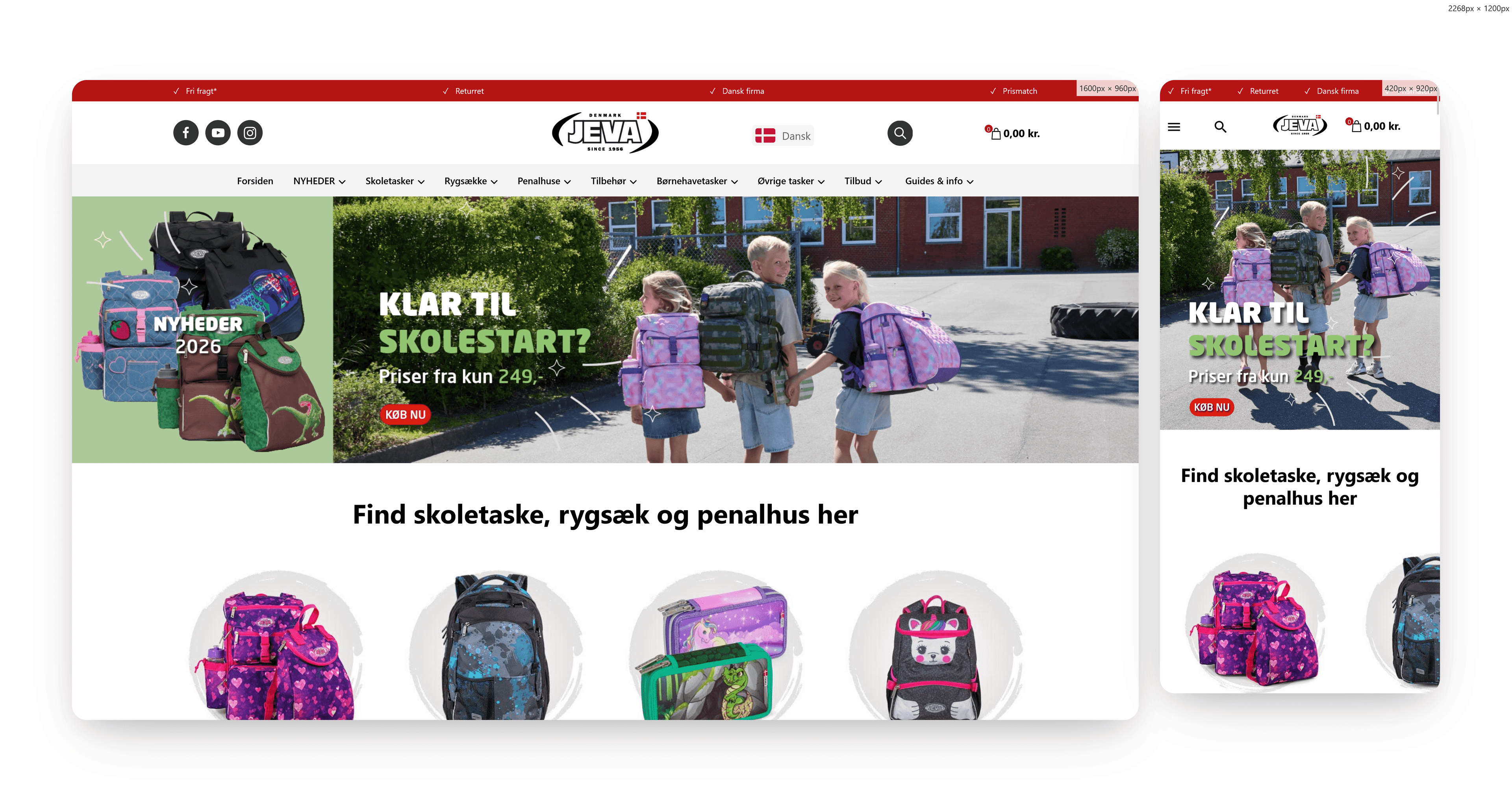 JEVA webshop mockup