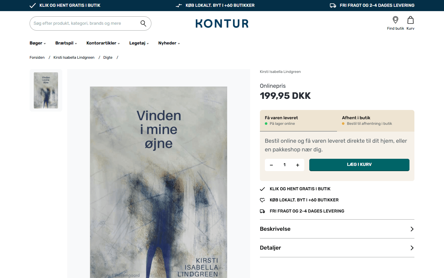 Kontur produktside på desktop